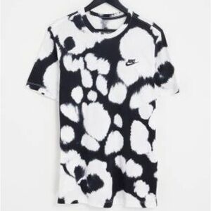 Nike Men's Short Sleeve Black and White Tee Acid Wash/TieDye